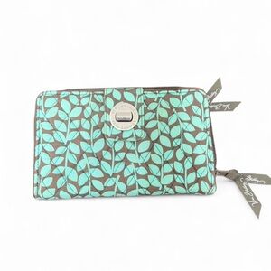 Vera Bradley Teal and Brown Leaf Wallet